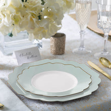 Load image into Gallery viewer, 56 Pc | Colored Scalloped Mint • Gold Plastic Party Set - Luxe Party NYC