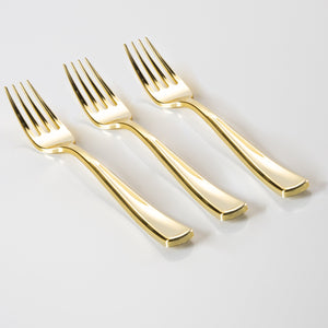 Classic Design Gold Plastic Forks | 20 Forks - Luxe Party NYC
