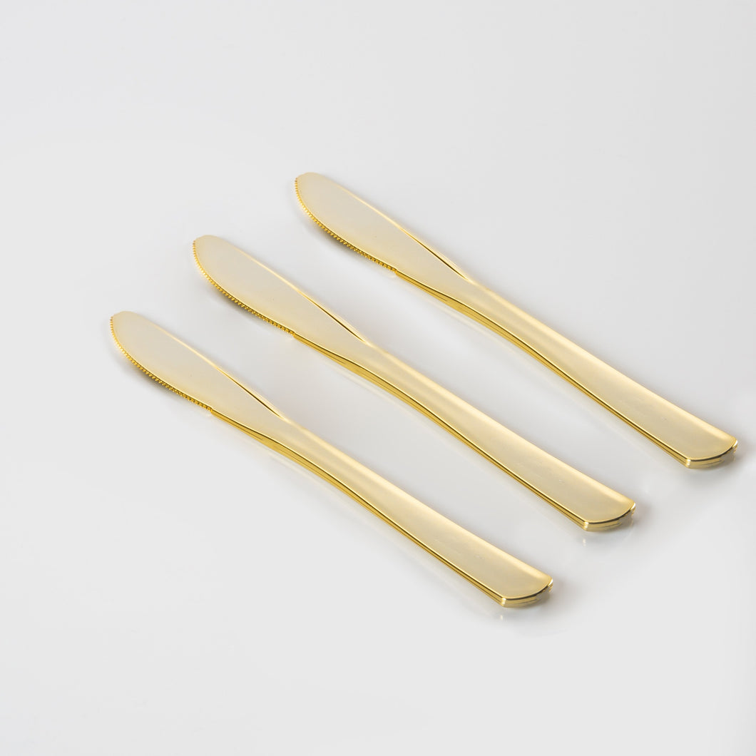 Classic Design Gold Plastic Knives | 20 Knives - Luxe Party NYC