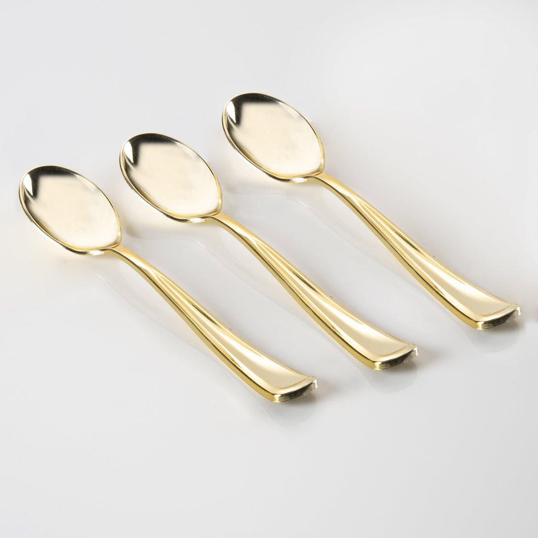 Classic Design Gold Plastic Spoons | 20 Spoons - Luxe Party NYC