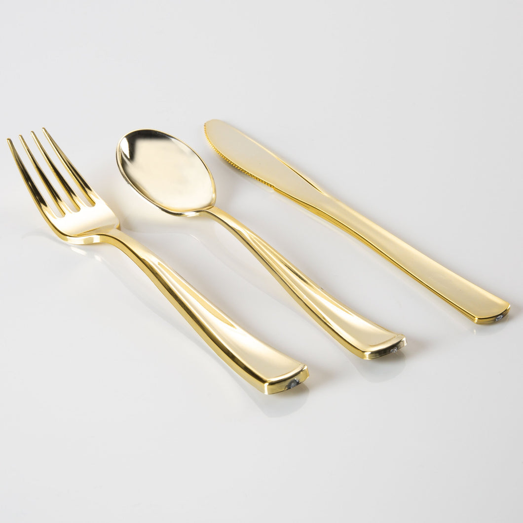 Gold Plastic Cutlery Combo Set | 60 Pieces - Luxe Party NYC