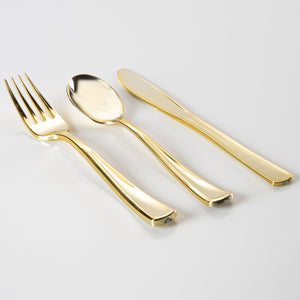 Gold Plastic Cutlery Combo Set | 140 Pieces - Luxe Party NYC