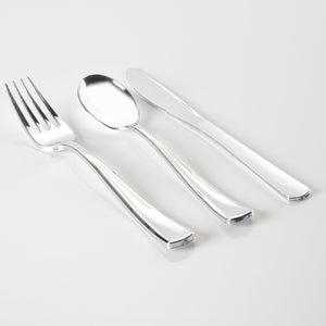 Silver Plastic Cutlery Combo Set | 60 Pieces - Luxe Party NYC
