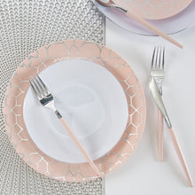 Load image into Gallery viewer, Round Blush • Silver Pattern Plastic Plates | 10 Pack - Luxe Party NYC
