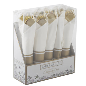 Gold Plastic Rolled Napkin Cutlery Set | 10 Rolls - Luxe Party NYC