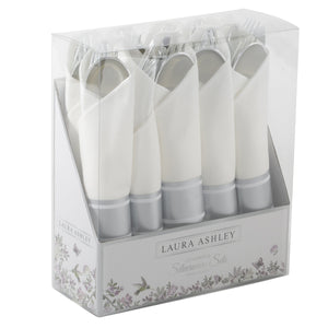 Silver Plastic Rolled Napkin Cutlery Set | 10 Rolls - Luxe Party NYC