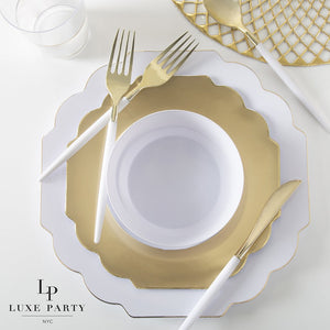 Scalloped Gold Plastic Plates | 10 Pack - Luxe Party NYC