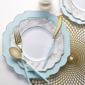 Scalloped Mint • Gold Plastic Plates | 10 Pack - Luxe Party NYC