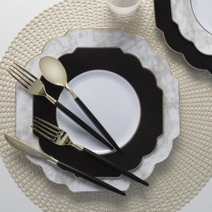 Scalloped Marble • Gold Plastic Plates | 10 Pack - Luxe Party NYC