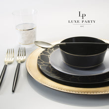 Load image into Gallery viewer, 14 Oz. Round Black • Gold Plastic Bowls | 10 Pack - Luxe Party NYC