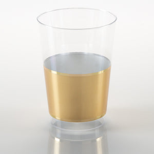 12 Oz Round Gold Plastic Tumblers | 10 Tumblers - Luxe Party NYC