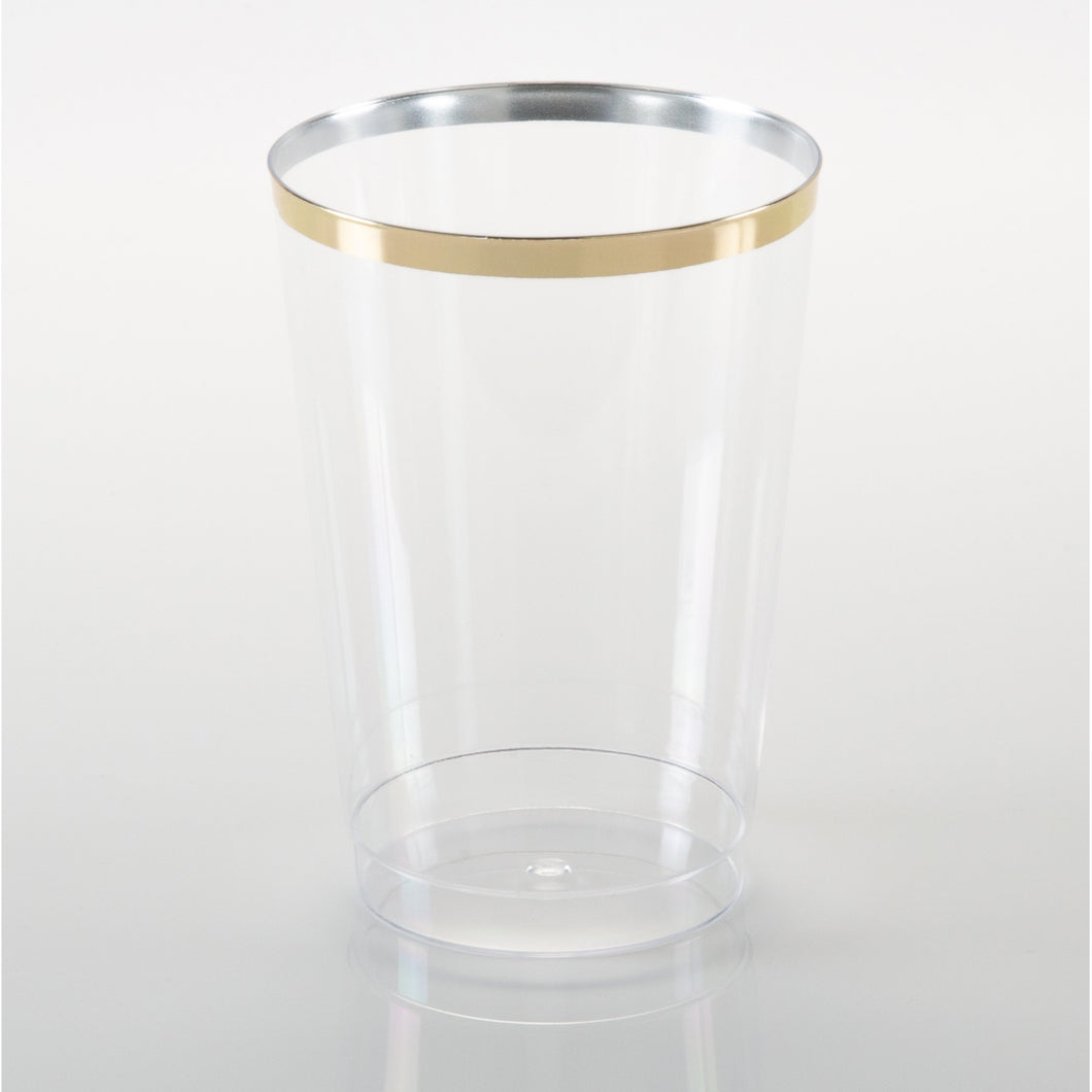 Luxe 9 Oz Clear Plastic • Gold Plastic Tumblers | 20 Tumblers - Luxe Party NYC