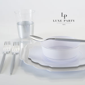 Scalloped Silver Plastic Plates | 10 Pack - Luxe Party NYC