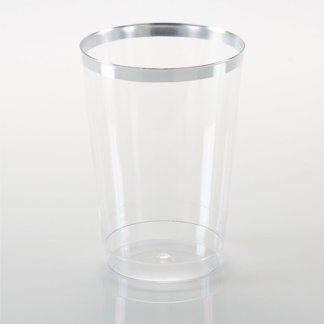 Luxe 12 Oz Clear Plastic • Silver Plastic Tumblers | 20 Tumblers - Luxe Party NYC