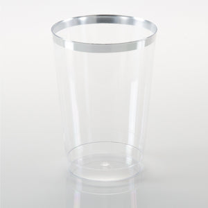Luxe 9 Oz Clear Plastic • Silver Plastic Tumblers | 20 Tumblers - Luxe Party NYC