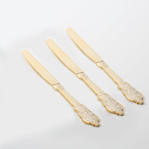 Venetian Design Gold Plastic Knives | 20 Knives - Luxe Party NYC