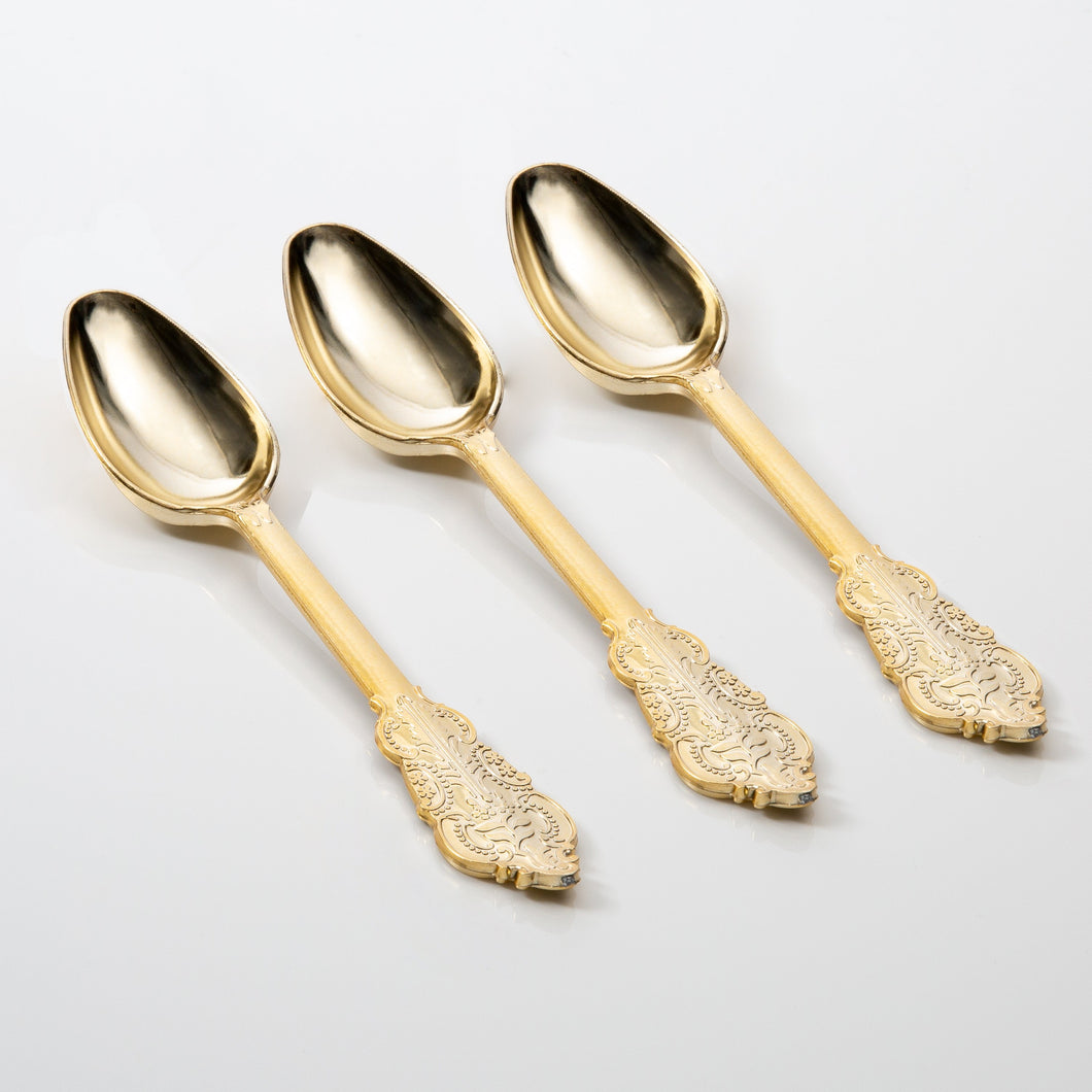 Venetian Design Gold Plastic Spoons | 20 Spoons - Luxe Party NYC