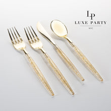 Load image into Gallery viewer, Gold Glitter Plastic Cutlery Set | 32 Pieces - Luxe Party NYC