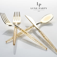 Load image into Gallery viewer, Gold Glitter Plastic Cutlery Set | 32 Pieces - Luxe Party NYC