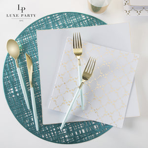 Mint • Gold Plastic Cutlery Set | 32 Pieces - Luxe Party NYC