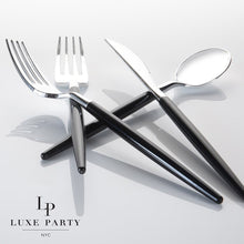 Load image into Gallery viewer, Black • Silver Plastic Cutlery Set | 32 Pieces - Luxe Party NYC