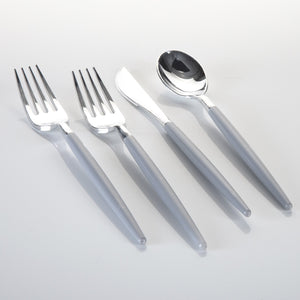 Grey • Silver Plastic Cutlery Set | 32 Pieces - Luxe Party NYC
