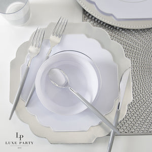 Grey • Silver Plastic Cutlery Set | 32 Pieces - Luxe Party NYC