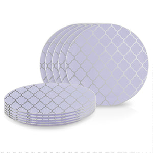 Lavender • Silver Patterned Plastic Plates | 10 Pack