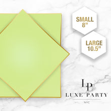 Load image into Gallery viewer, Lime • Gold Square Plastic Plates | 10 Pack - Luxe Party NYC