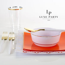 Load image into Gallery viewer, Orange • Gold Square Plastic Plates | 10 Pack - Luxe Party NYC