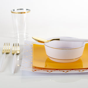Yellow • Gold Square Plastic Plates | 10 Pack - Luxe Party NYC