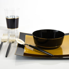 Load image into Gallery viewer, Yellow • Gold Square Plastic Plates | 10 Pack - Luxe Party NYC