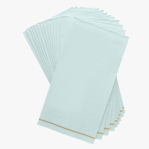 16 PK Mint with Gold Stripe Guest Paper Napkins
