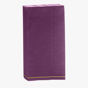 16 PK Purple with Gold Stripe Guest Paper Napkins
