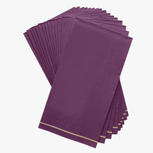 Load image into Gallery viewer, 16 PK Purple with Gold Stripe Guest Paper Napkins