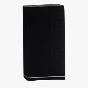 16 PK Black with Silver Stripe Guest Paper Napkins