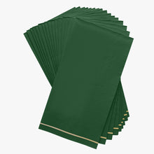 Load image into Gallery viewer, 16 PK Emerald with Gold Stripe Guest Paper Napkins
