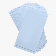 Load image into Gallery viewer, 16 PK Ice Blue with Silver Stripe Guest Paper Napkins