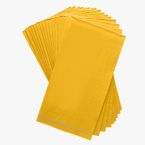 16 PK Yellow with Gold Stripe Guest Paper Napkins