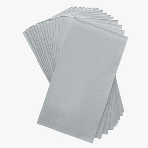16 PK Grey with Silver Stripe Guest Paper Napkins