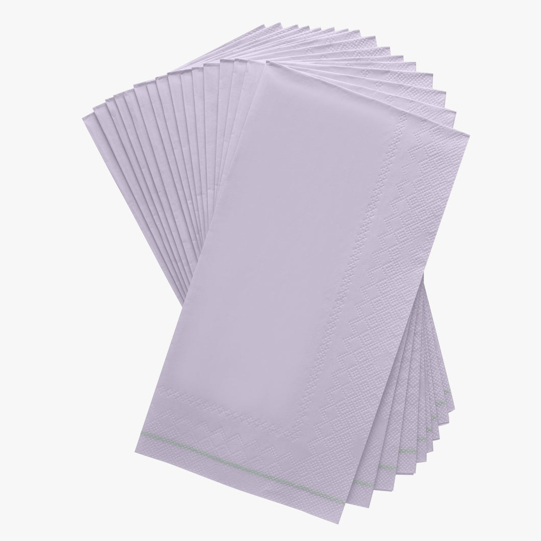 16 PK Lavender with Silver Stripe Guest Paper Napkins