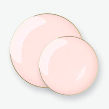 Load image into Gallery viewer, Round Blush • Gold Plastic Plates | 10 Pack - Luxe Party NYC
