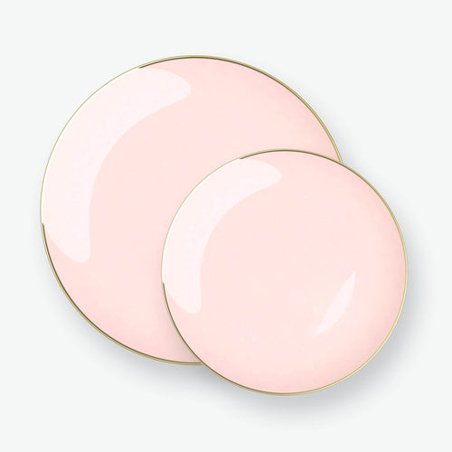 Round Blush • Gold Plastic Plates | 10 Pack - Luxe Party NYC