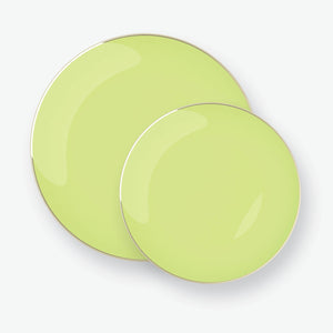 Lime • Gold Round Plastic Plates | 10 Pack - Luxe Party NYC