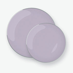 Lavender • Silver Round Plastic Plates | 10 Pack - Luxe Party NYC