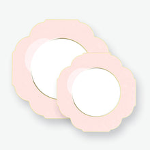 Load image into Gallery viewer, Scalloped Blush • Gold Plastic Plates | 10 Pack - Luxe Party NYC