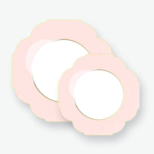 Scalloped Blush • Gold Plastic Plates | 10 Pack - Luxe Party NYC