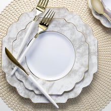 Load image into Gallery viewer, Scalloped Marble • Gold Plastic Plates | 10 Pack - Luxe Party NYC