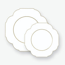 Load image into Gallery viewer, Scalloped White • Gold Plastic Plates | 10 Pack - Luxe Party NYC