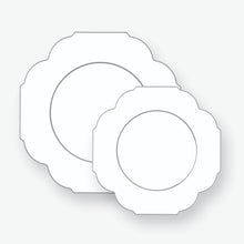 Load image into Gallery viewer, Scalloped White • Silver Plastic Plates | 10 Pack - Luxe Party NYC